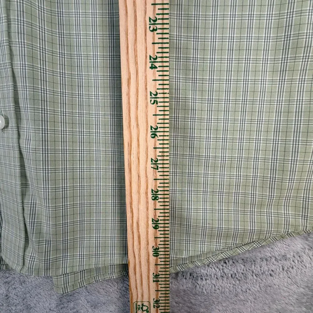 Eddie Bauer Button Down Shirt Men XL Wrinkle Resistant Green Plaid Cotton